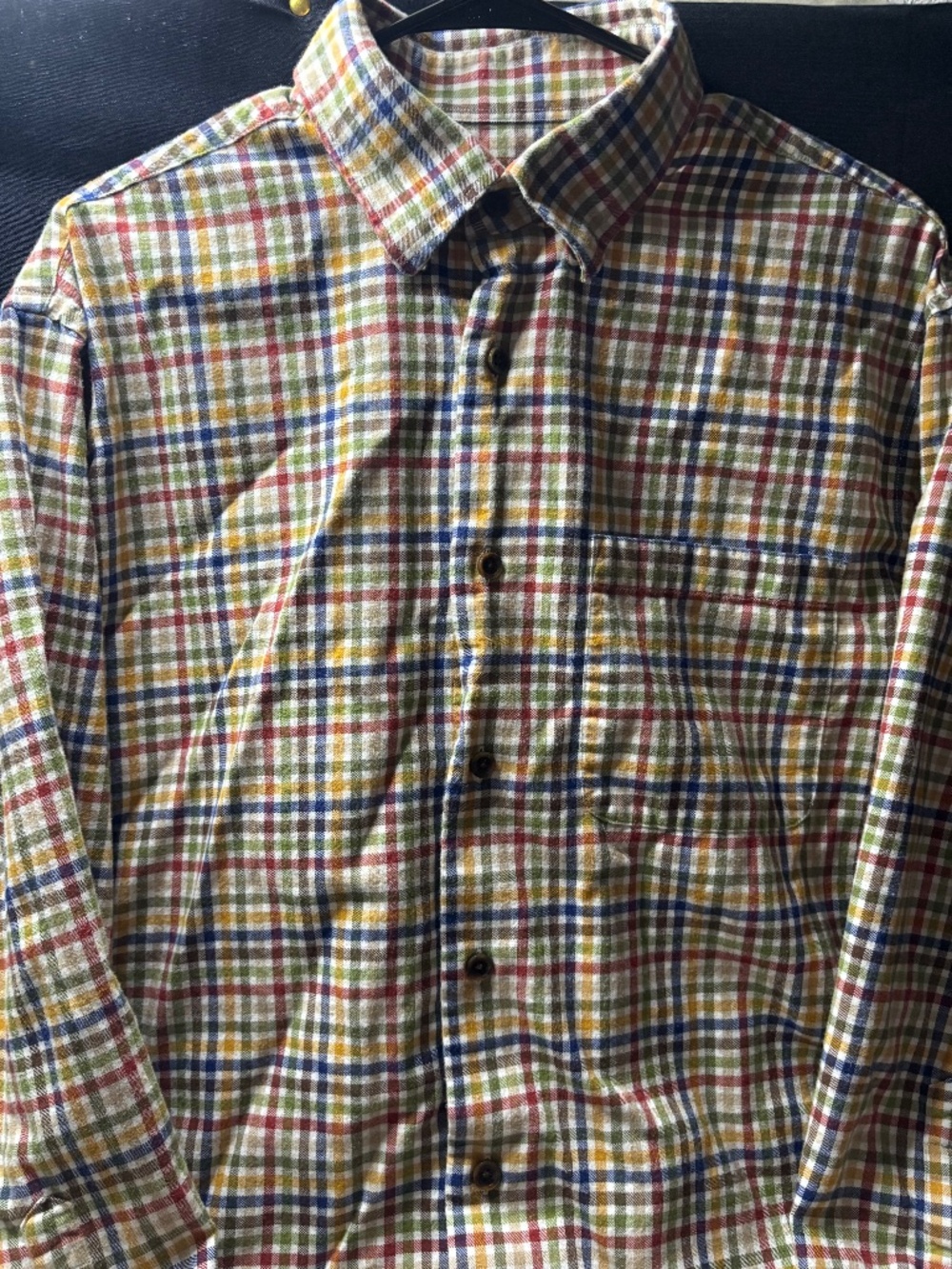 Orvis Multicolor Plaid Button Up Shirt Made In Portugal Long Sleeve Mens Large.